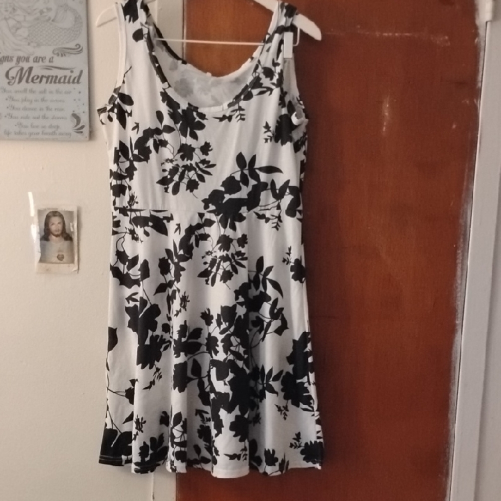 Floral Black and White Dress